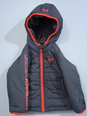 Under Armour 18 Month ColdGear Hooded Outdoor Quilted Puffer Jacket Gray/Orange